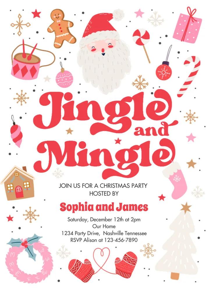 Jingle and Mingle Christmas Party Invitation Canva Template - Editable