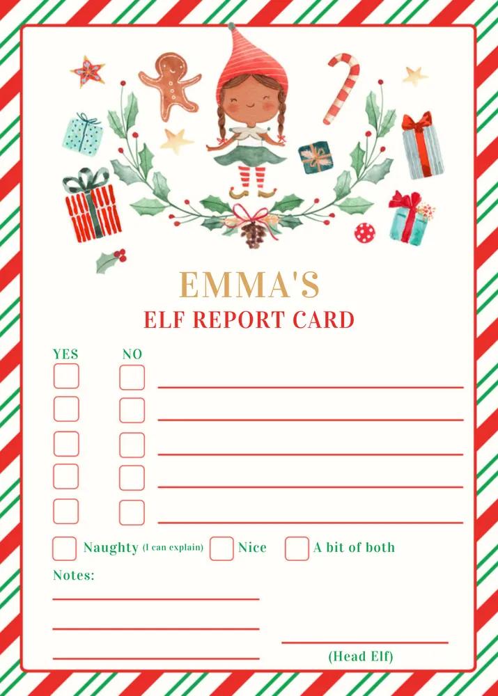 Editable Elf Report Card & Holiday Note - Personalized Canva Template