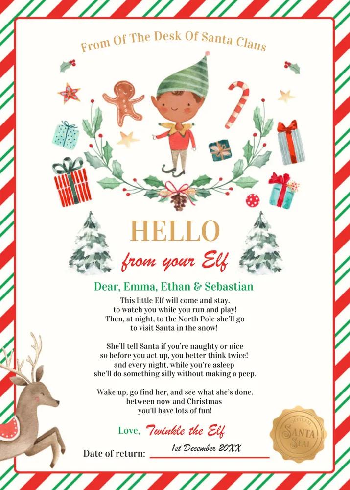 Editable First Time Elf Arrival Letter | Personalized Canva Template T59A