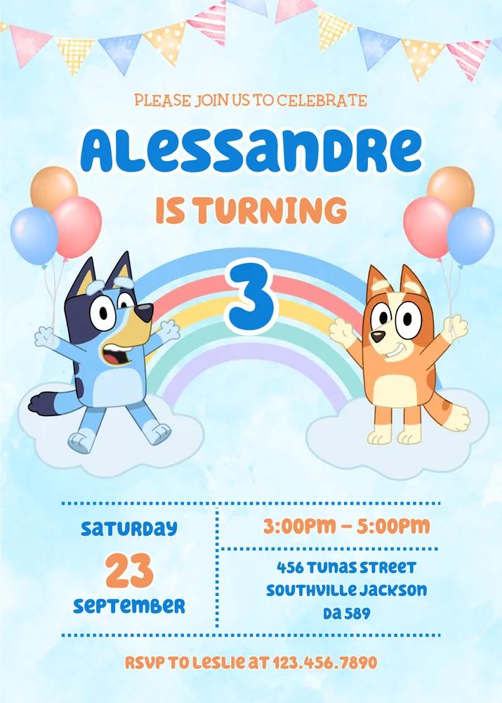 Bluey and Bingo Birthday Invitation | Editable Canva Template & Instant Download