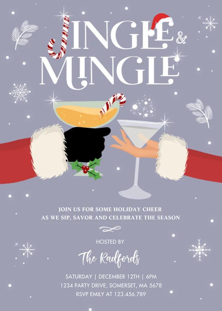 Jingle and Mingle Christmas Party Invitation | Editable Canva Template
