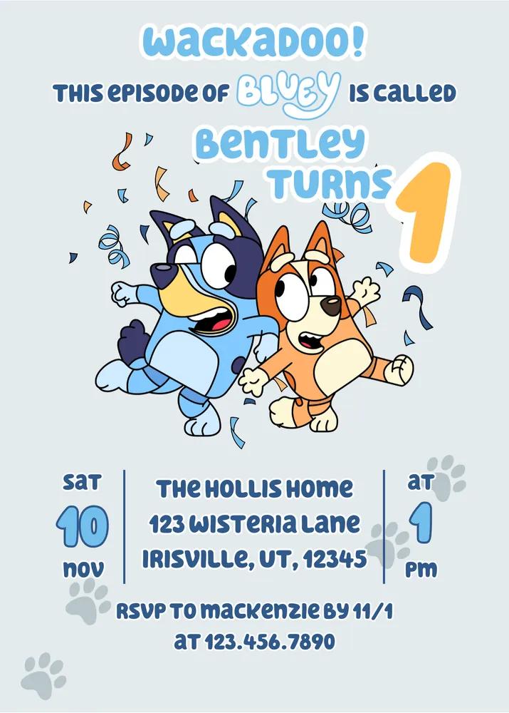 Editable Bluey Birthday Invitation Template | Funny Bluey Party Invite Canva
