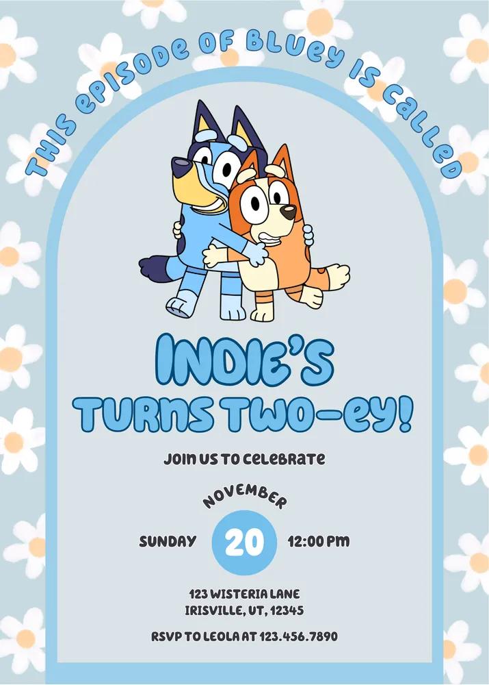 Bluey Birthday Invitation Template | Editable Canva Any Age Party Invite