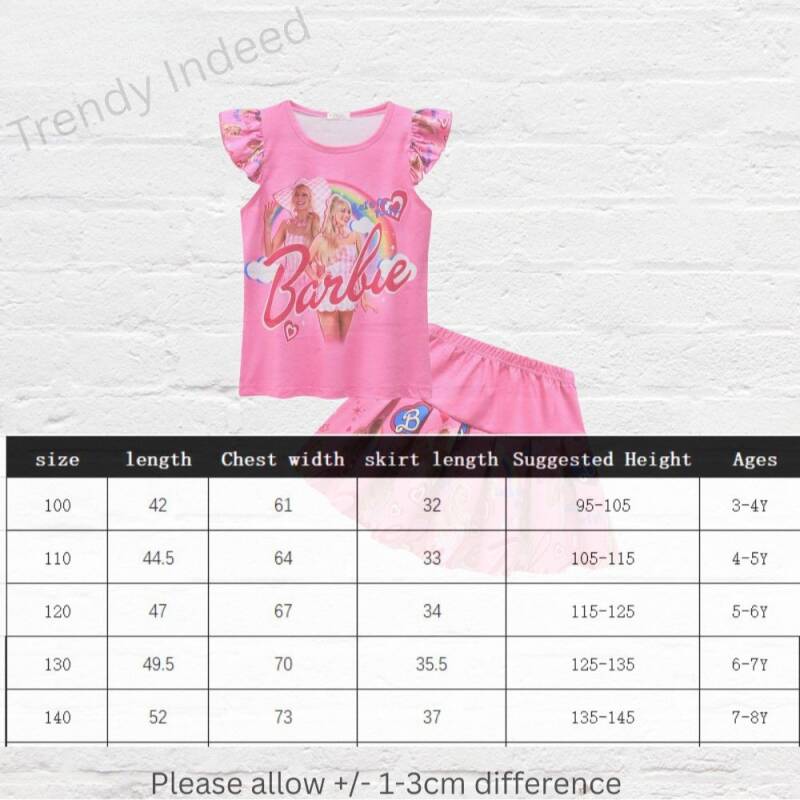 Princess style girls two piece outfit cute skirt set