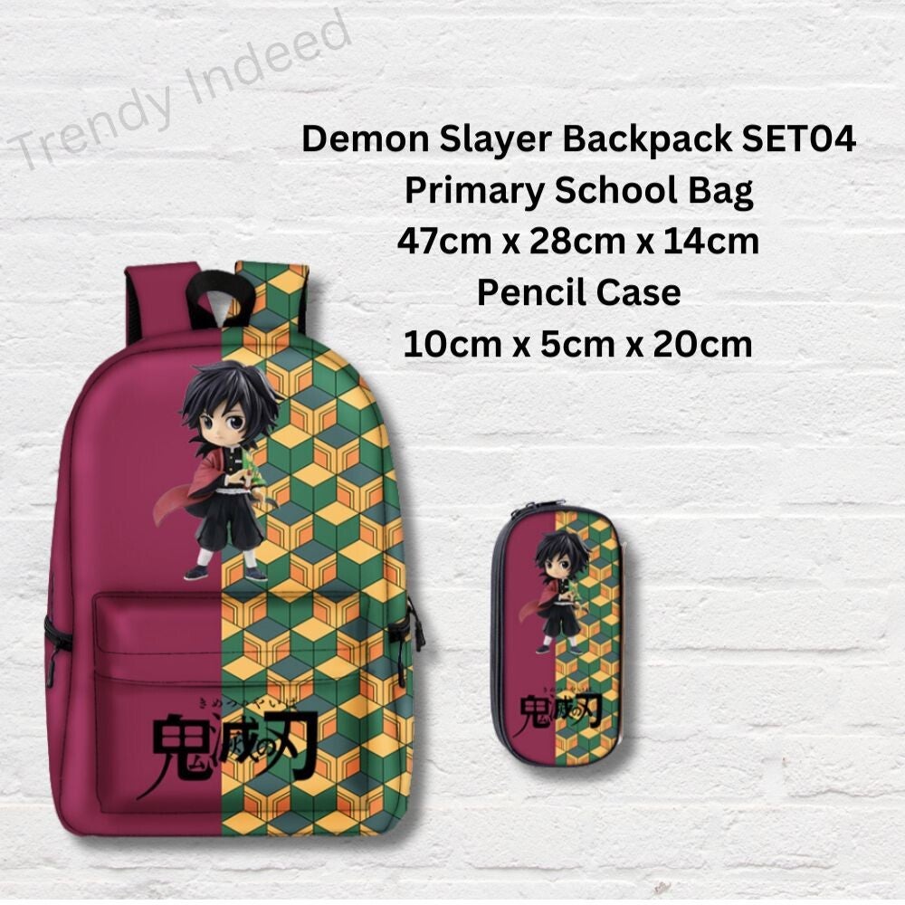 Kids anime style backpack with matching pencil case school set