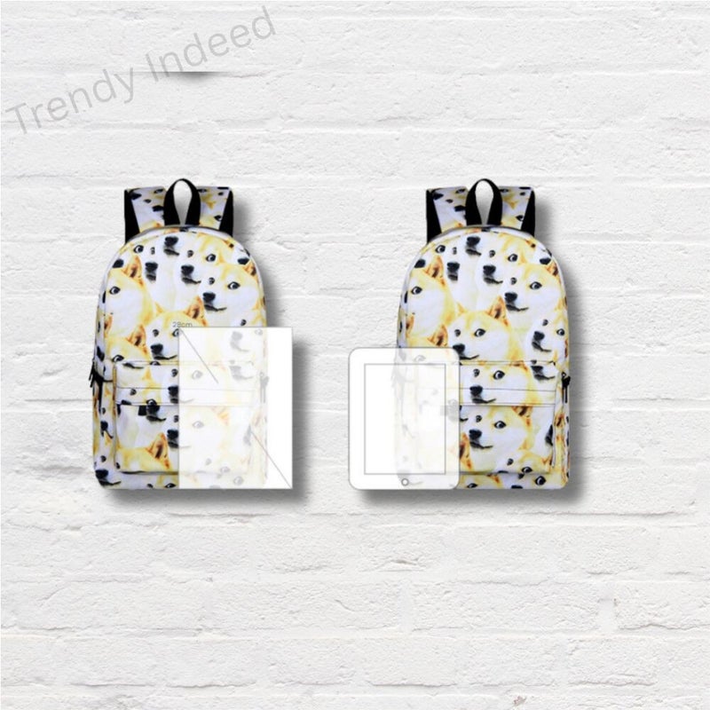 Anime style student backpack and stationery pouch set