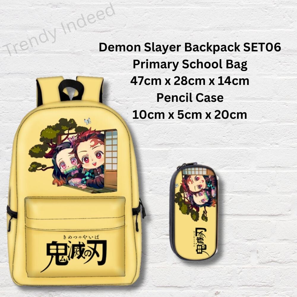 Anime themed kids backpack and pencil case student set