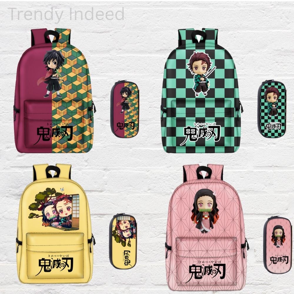 Anime inspired school backpack and pencil case set for kids