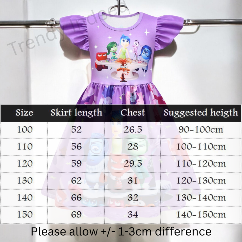 Girls colorful cartoon inspired flying sleeve A-line dress
