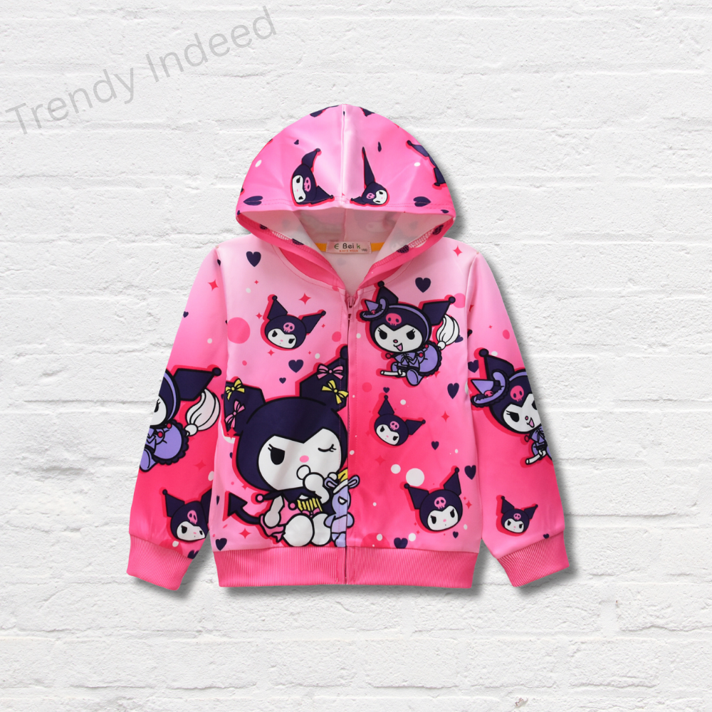 Kids cute cartoon style hooded jacket warm girls outerwear
