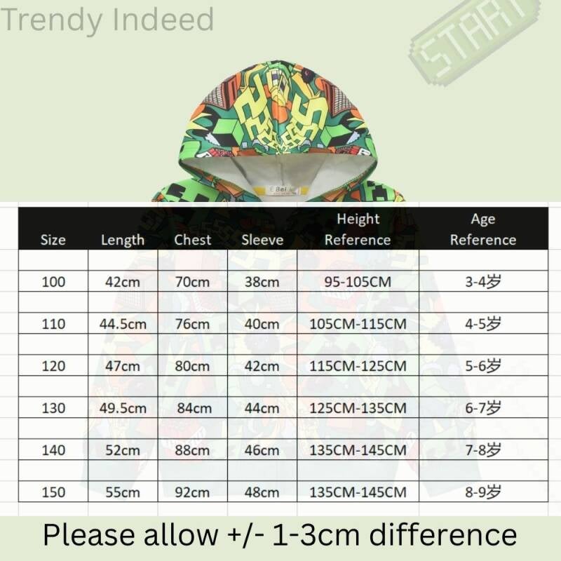 Children pixel style hoodie jacket cozy casual outerwear