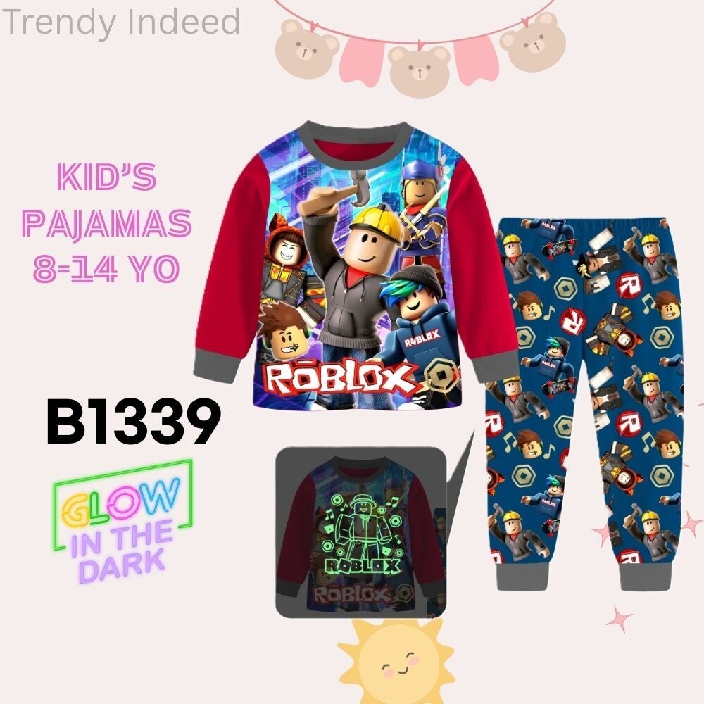 Glow in the dark children pajamas fun graphic sleepwear