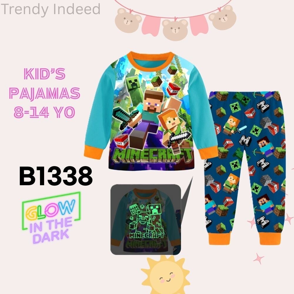 Kids luminous pajamas colorful cartoon themed nightwear