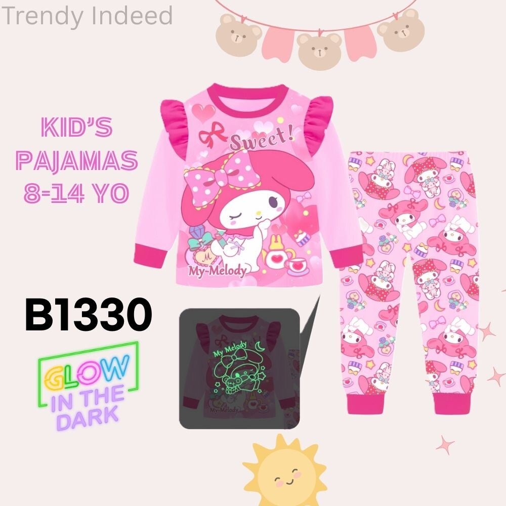 Glow in the dark kids pajamas cartoon inspired sleepwear