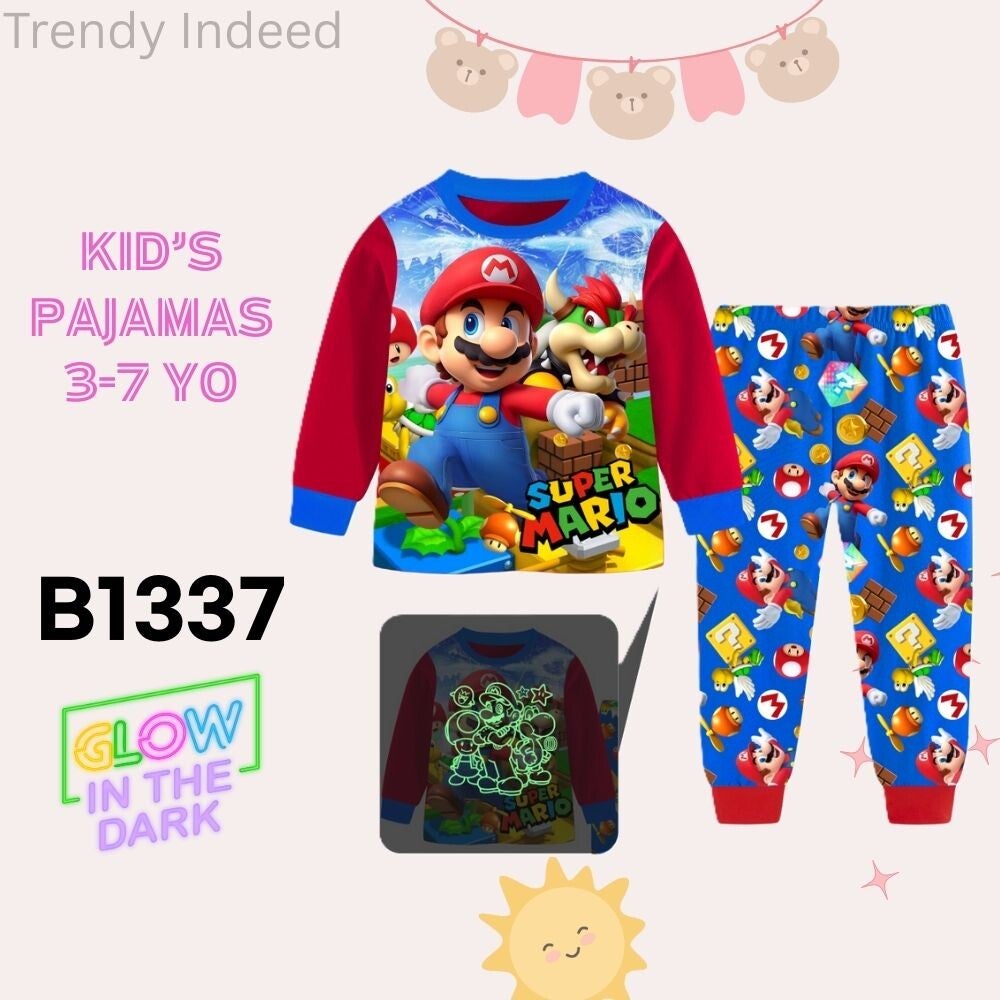 Kids glow in the dark pajama set comfortable sleepwear