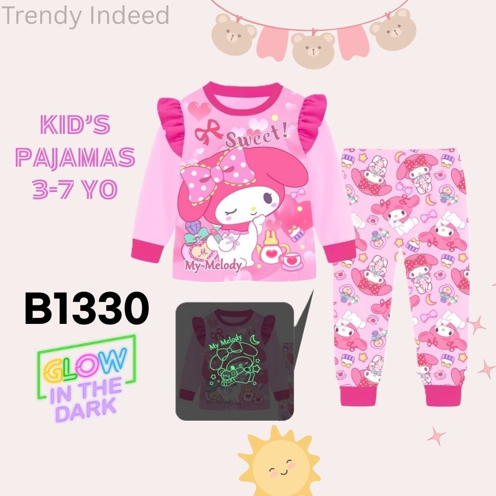 Glow in the dark kids pajamas cartoon inspired sleepwear