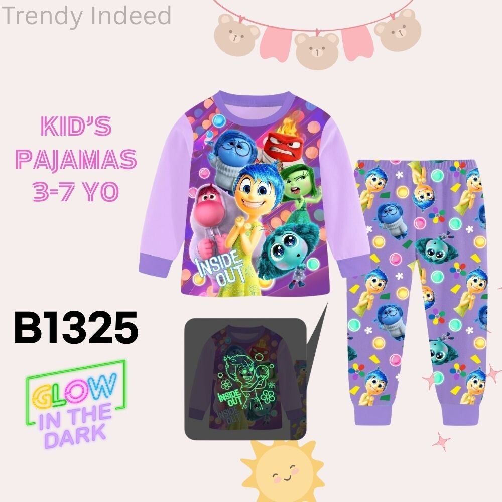 Kids luminous pajamas colorful cartoon themed nightwear
