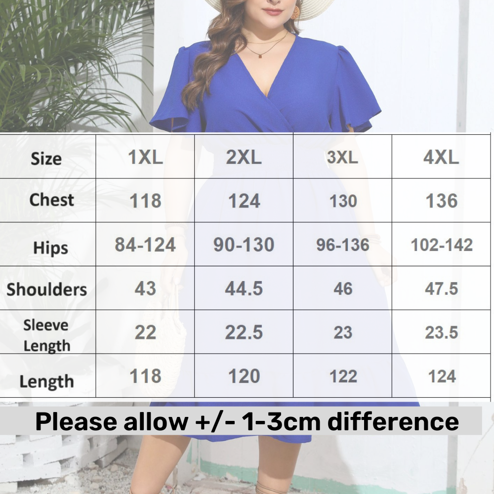 Women plus size solid color V-neck dress stylish outfit