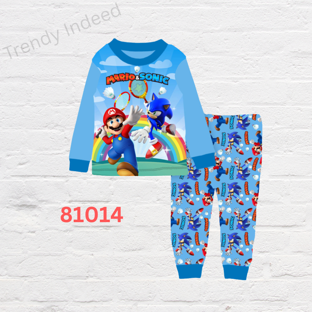 Kids playful character inspired pajamas soft sleepwear set