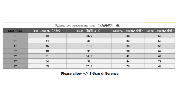 Boys girls character style pajamas comfortable nightwear