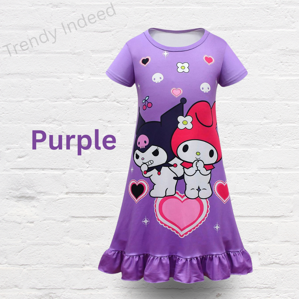 Kids cute cartoon dress colorful casual girls outfit