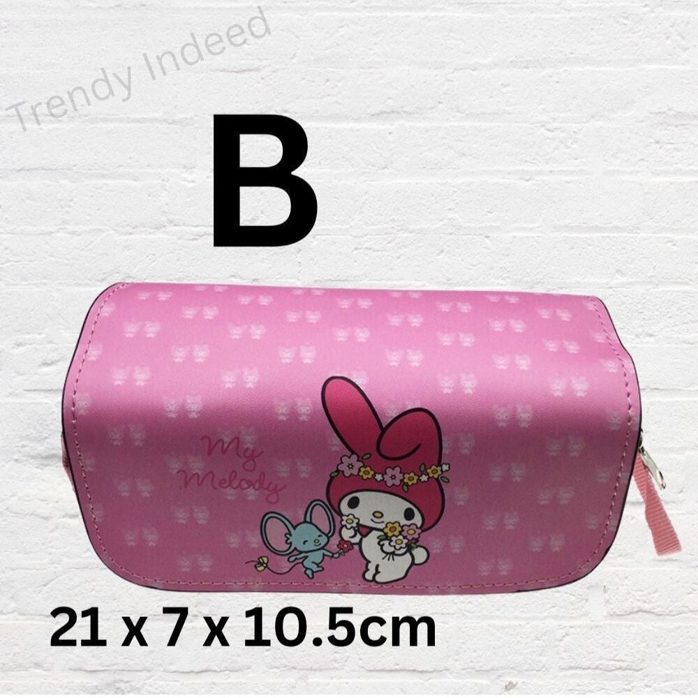 Cute character inspired pencil pouch double zipper design