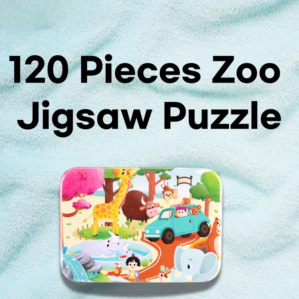 Kids wooden jigsaw puzzle zoo animal design educational toy