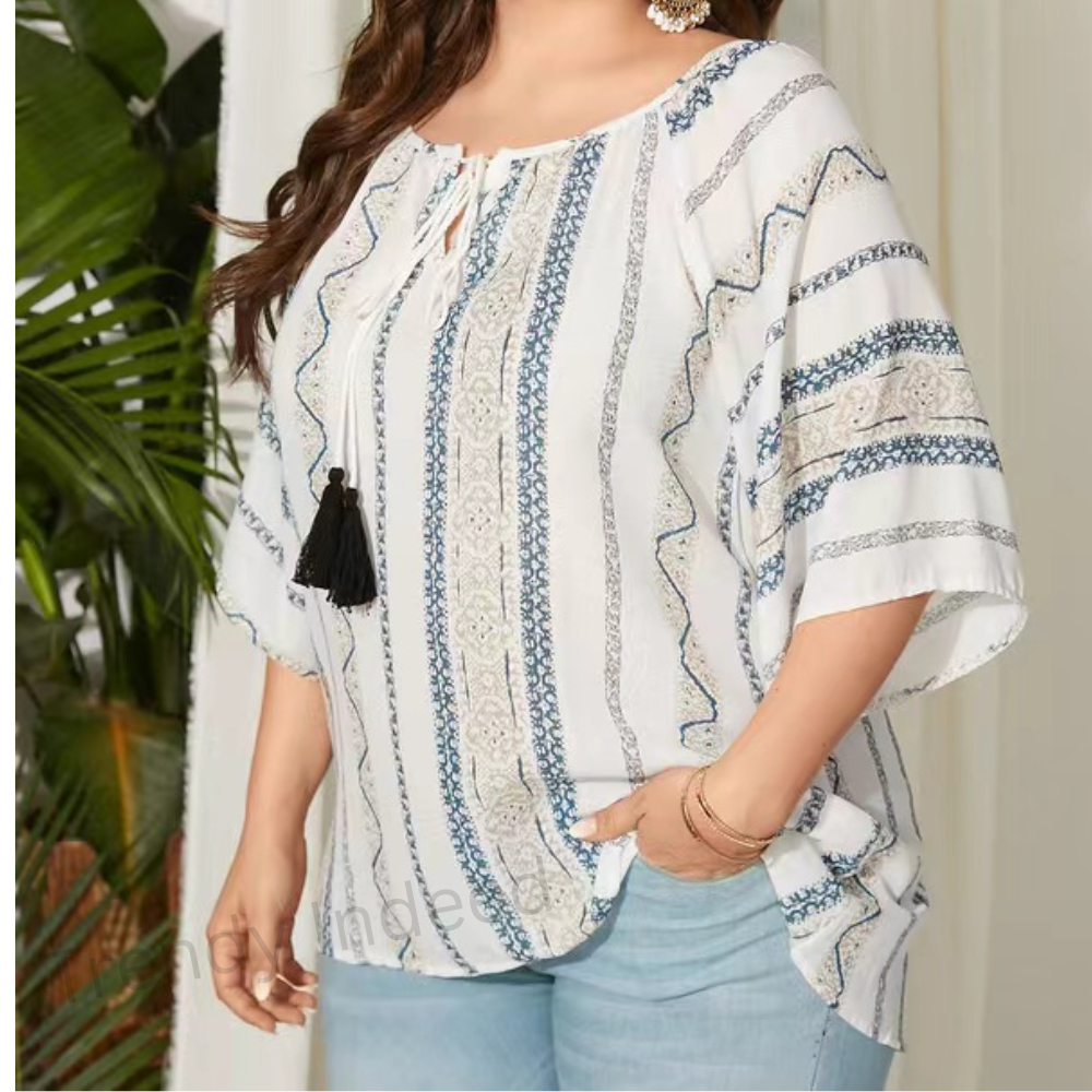 Plus size cotton linen blouse loose casual women top