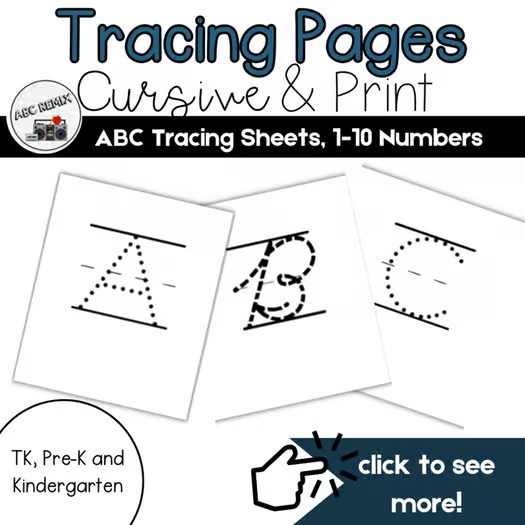 ABC Tracing Sheets, Handwriting Cursive, Playdough Mat No Prep + Monster Numbers