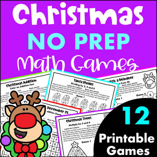 Fun No Prep Christmas Math Games Addition, Subtraction, Multiplication, Division