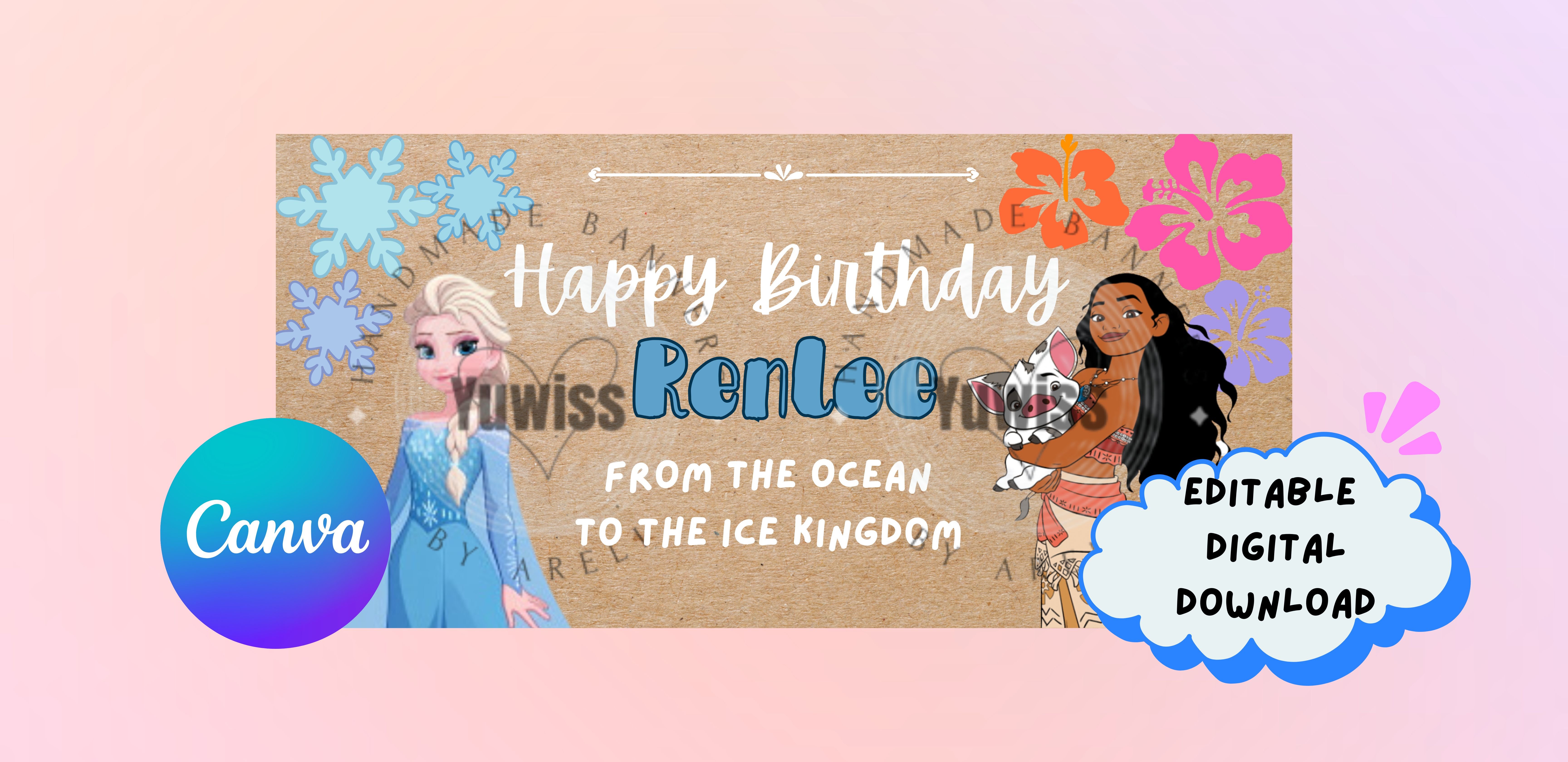 Digital Download Moana & Elsa Split birthday - Payhip