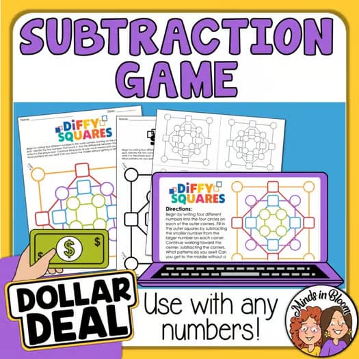 Diffy Squares Fun Math Logic Puzzle Whole Numbers, Fractions, Money, Decimals