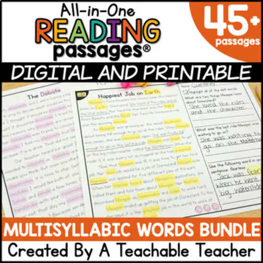 Multisyllabic Words Phonics Reading Passages Resource 2nd Grade Activities