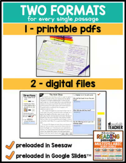 Multisyllabic Words Phonics Reading Passages Resource 2nd Grade Activities