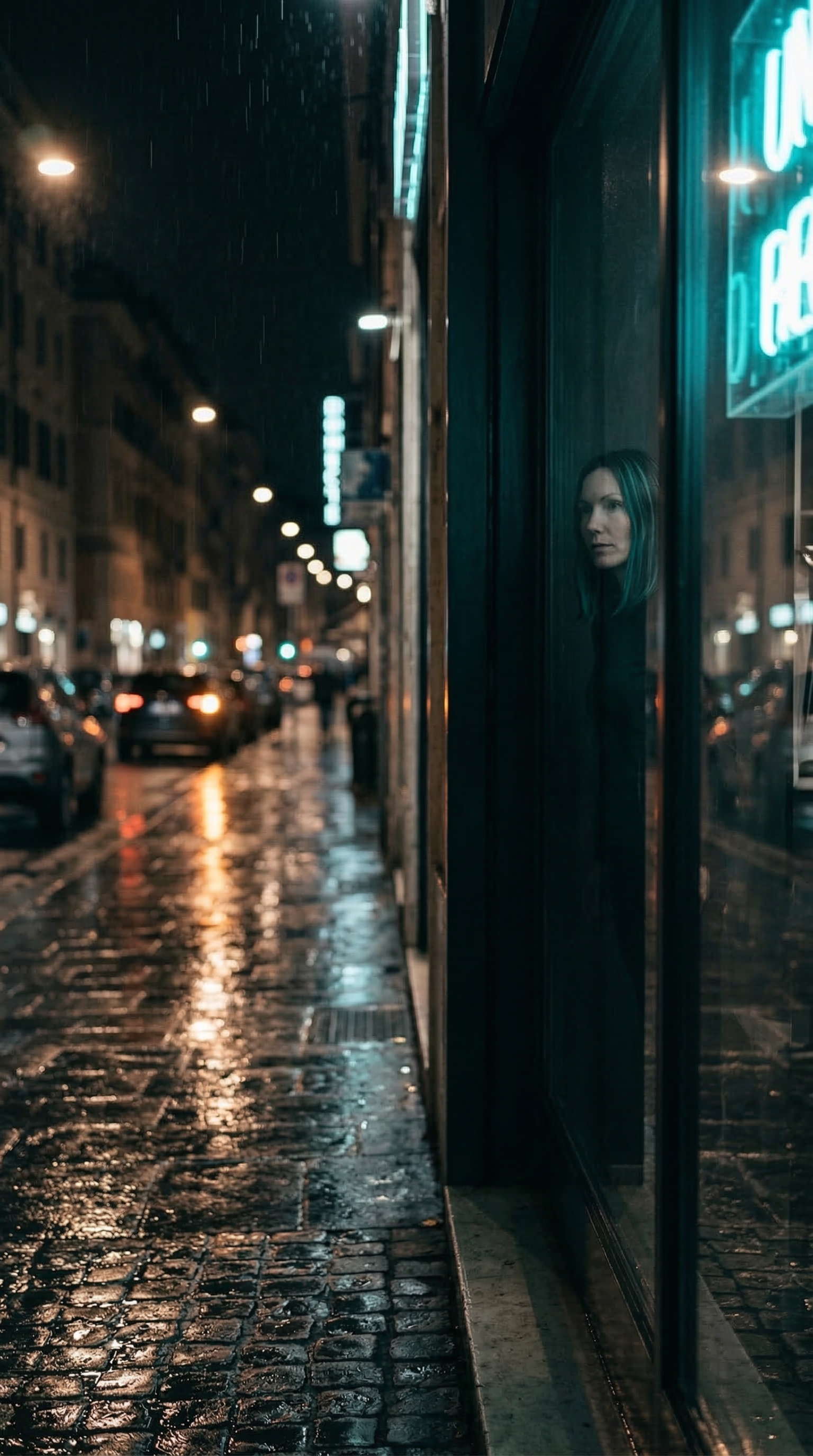 Moody urban atmosphere reflecting the emotional aesthetic of melodic techno music.