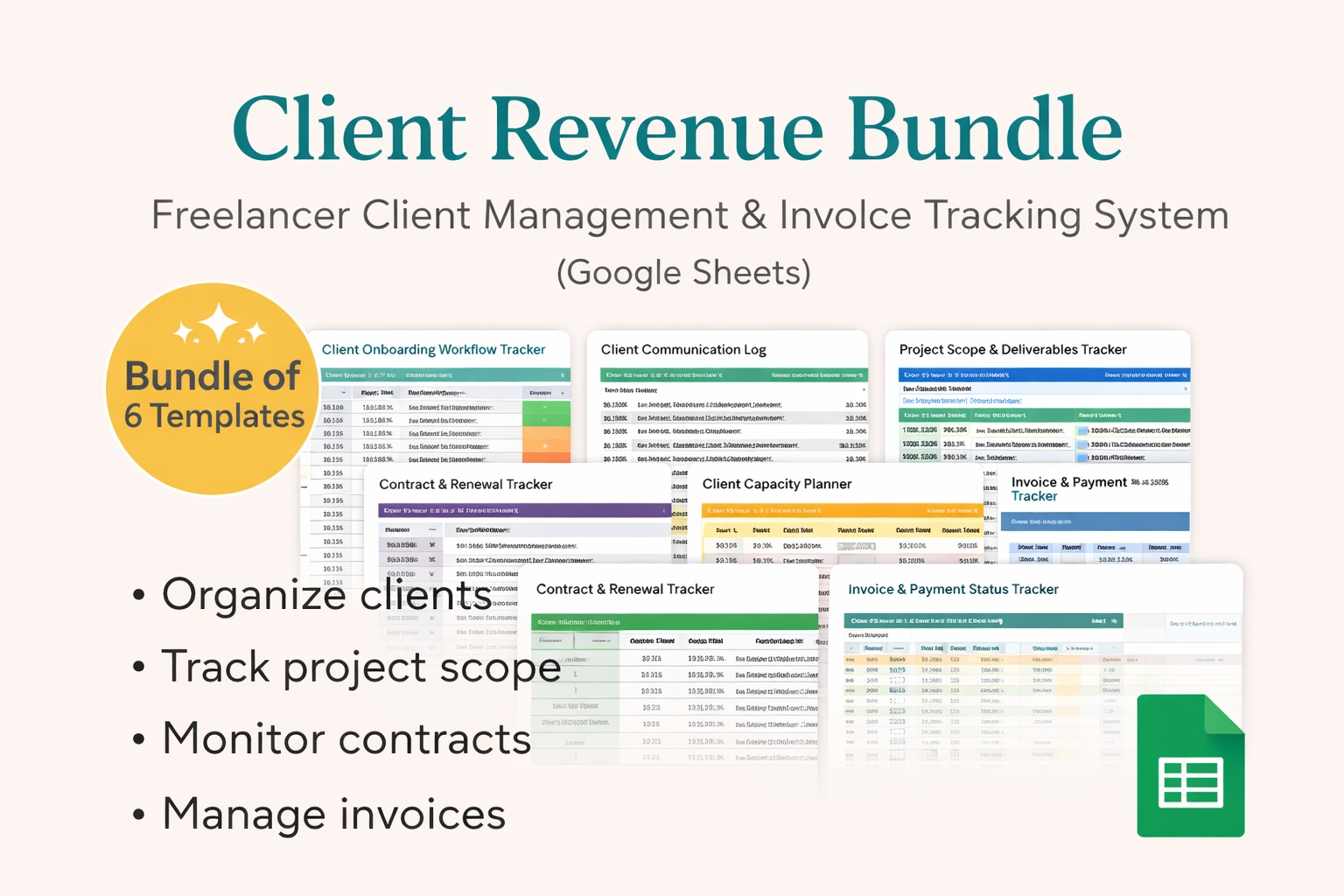 Client Revenue Bundle – Freelancer Client Management & Invoice Tracking ...