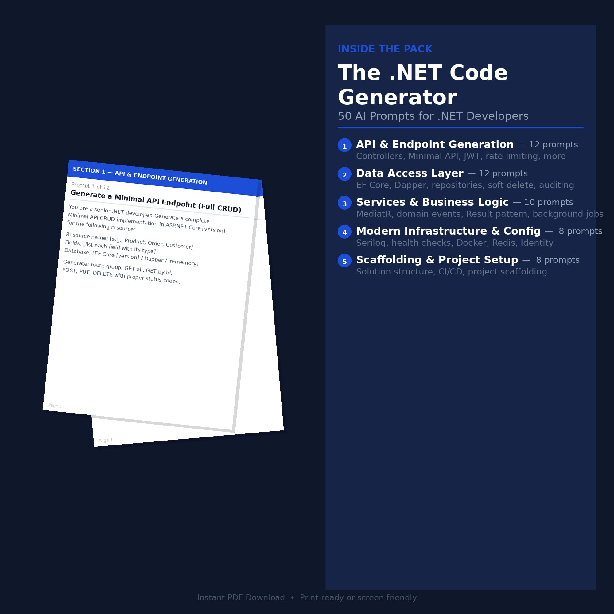 The .NET Code Generator — 50 AI Prompts for Scaffolding, Generating ...