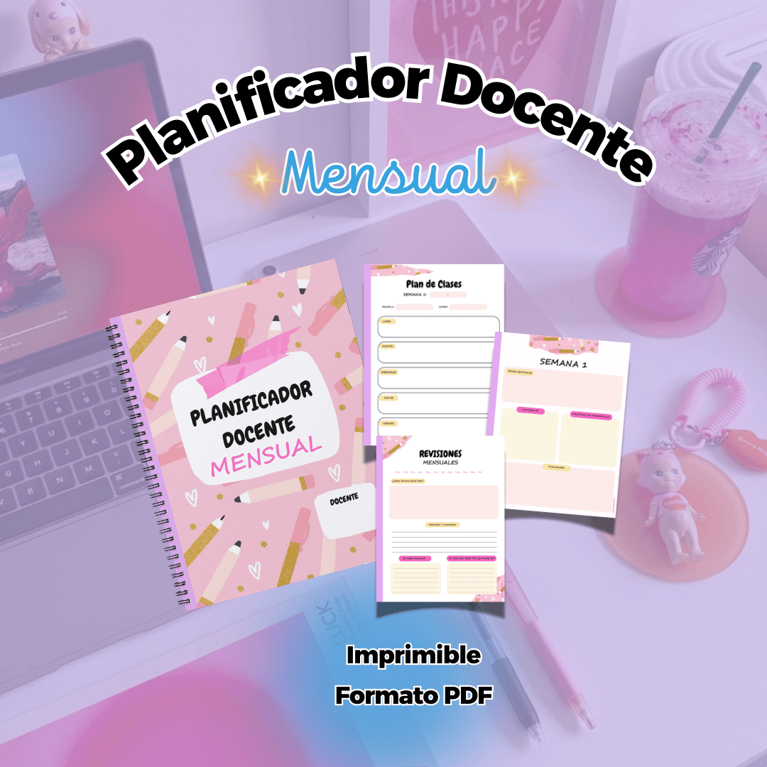 Planner o planificador docente mensual en pdf imprimible.