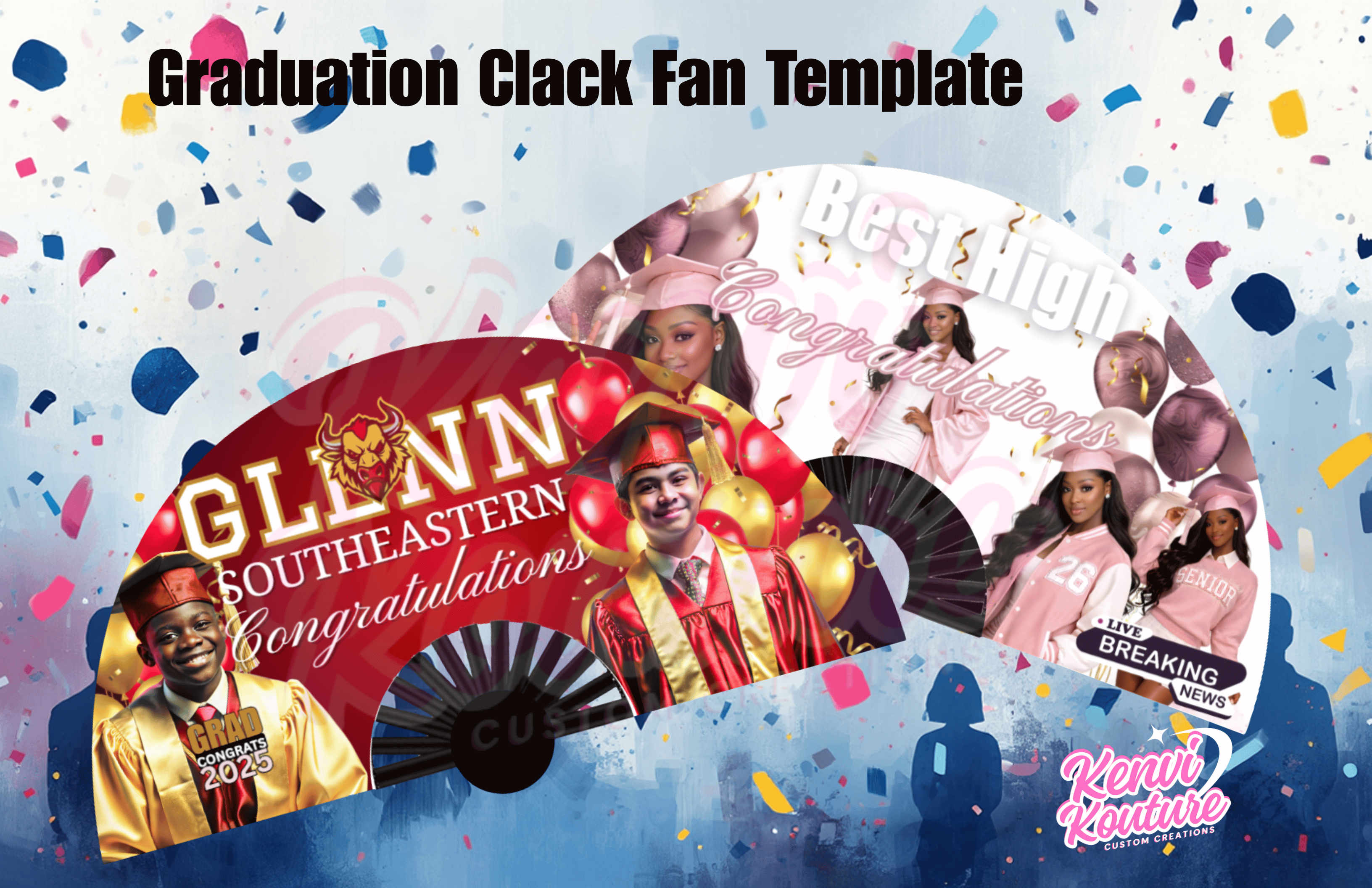 Graduation Clacking Fan Grad Clack Fan Template - Payhip