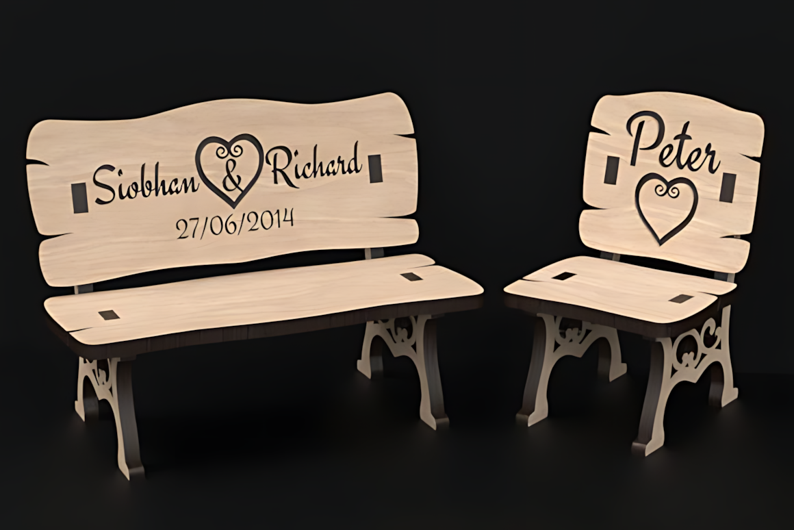 Laser Cut Rustic Bench & Chair Svg Files