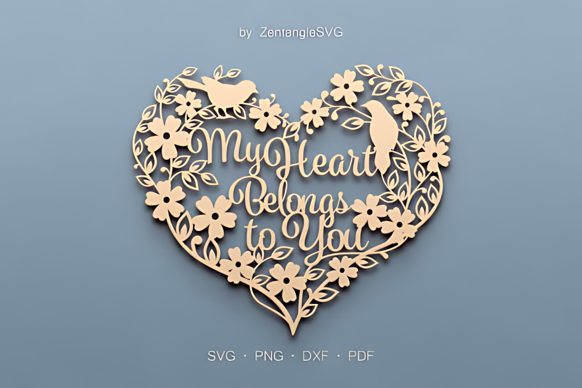 Love SVG Laser Cutting Floral Heart
