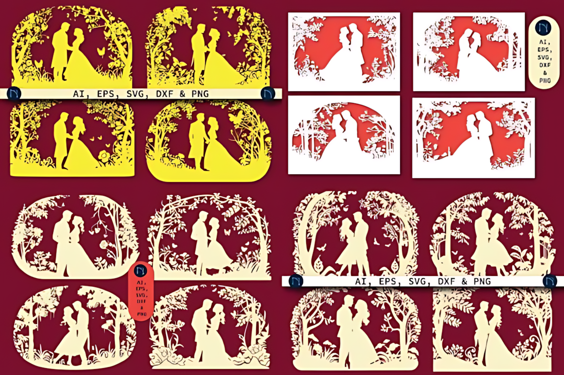Papercut Anniversary Card SVG Bundle