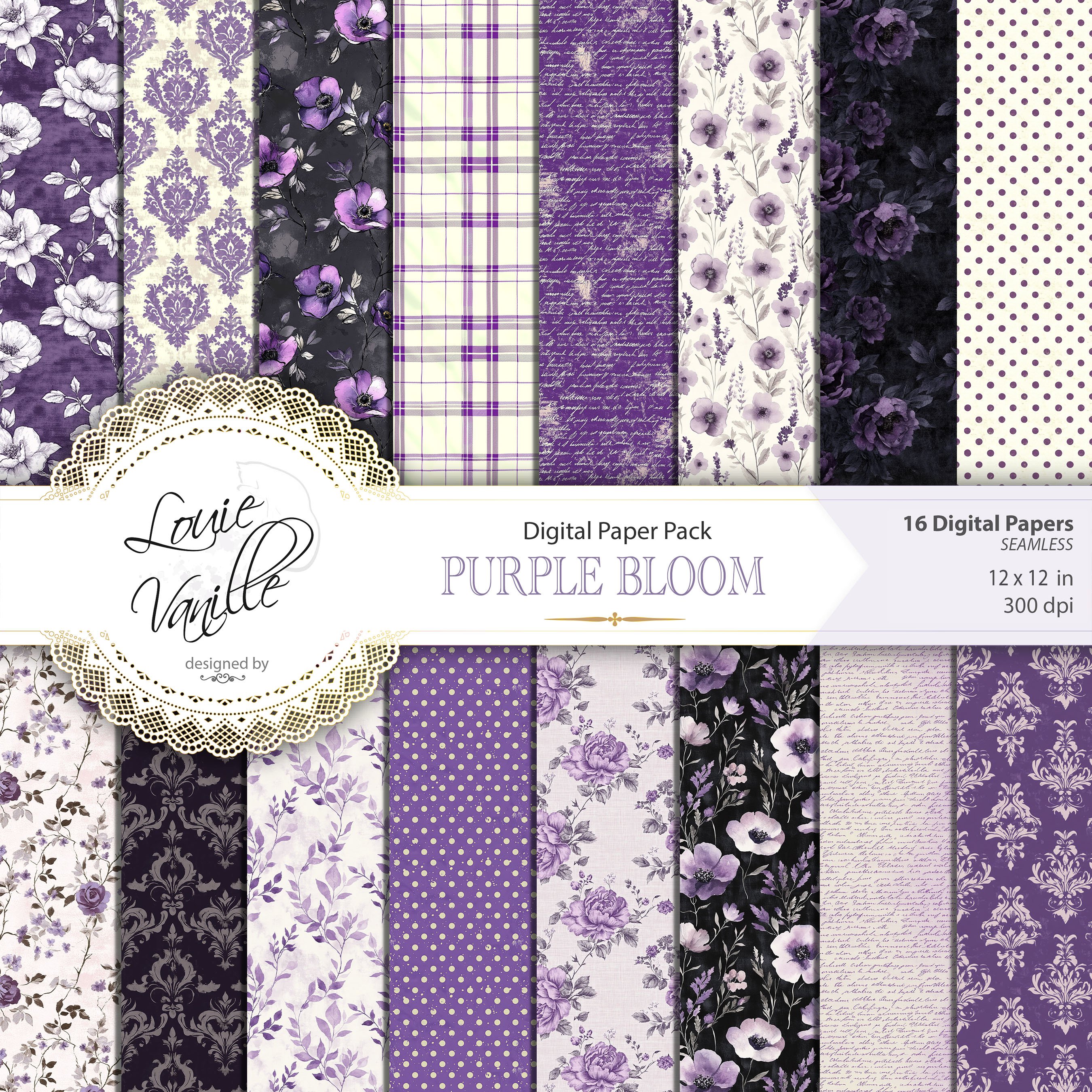 Purple Bloom Digital Paper - Payhip