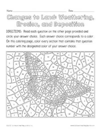 Changes to Land: Weathering, Erosion, and Deposition Color-by-Number