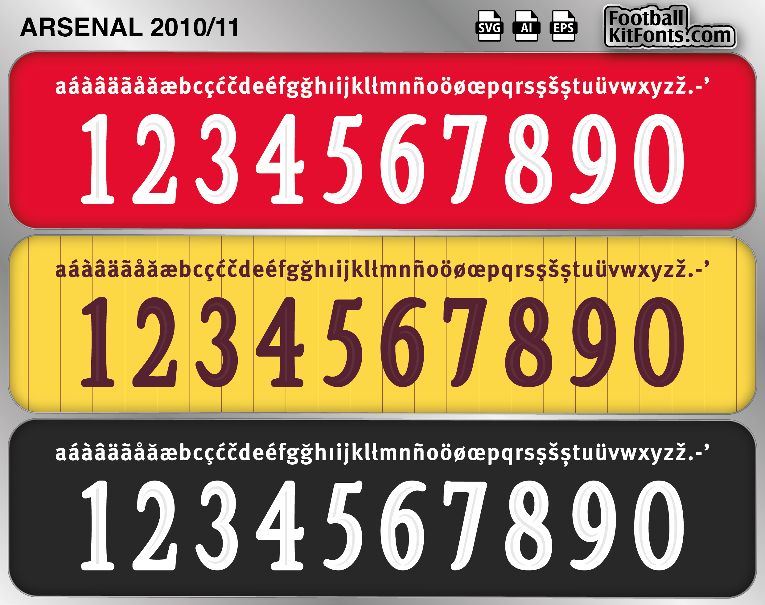 Football Kit Fonts - Arsenal