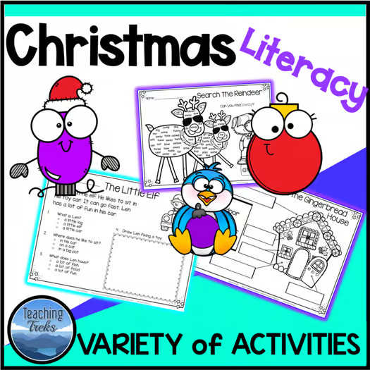 Christmas Worksheets | Math and Language No Prep Printables plus Word Wall Cards