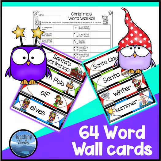 Christmas Worksheets | Math and Language No Prep Printables plus Word Wall Cards