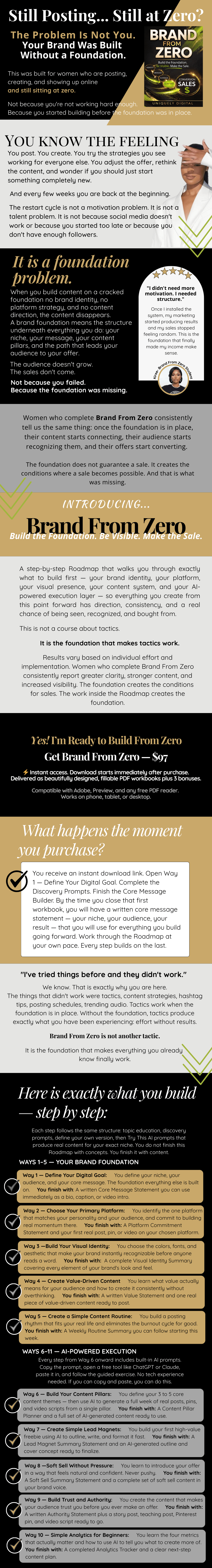 Build a digital brand that converts. Brand From Zero is a step-by-step foundation system that helps beginners go from zero sales to consistent income using AI tools and proven brand strategy.