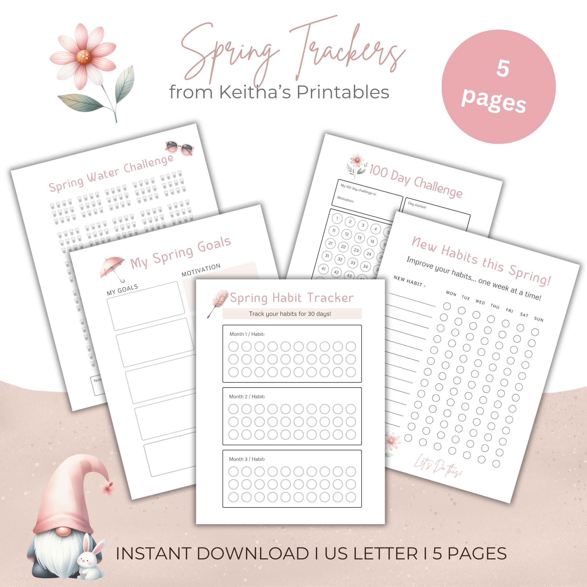 Spring Habit Trackers l Set of 5 - Payhip