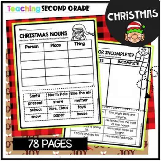 Christmas Worksheets No Prep Math and Literacy Activities Fun 1st 2nd Grade